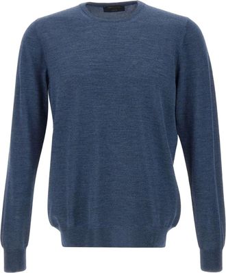 Gran Sasso Trui met ronde hals en geribbelde afwerking - Blauw