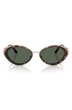 Michael Kors Key West 53mm Oval Sunglasses in Luggage Tortoise /G15 Green at Nordstrom