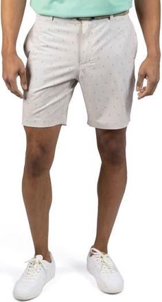 Tailorbyrd Print Performance Shorts in Stone at Nordstrom Rack, Size 38