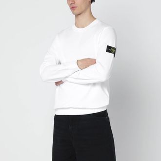 Stone Island White cotton crew-neck sweatshirt