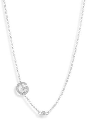 Meshmerise Bezel Diamond Initial Chain Necklace - 0.2ct. in White-G at Nordstrom Rack