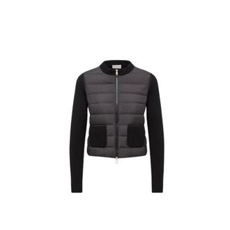 Moncler Padded Wool Zip-Up Cardigan - female - Moncler - Winter Jackets - Black - L - Jackets