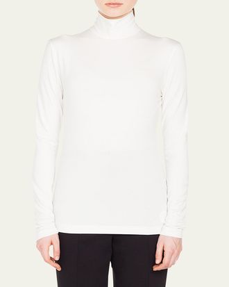 Akris Turtleneck Long-Sleeve Modal-Stretch Top