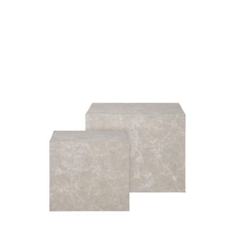 House Nordic Lote de 2 mesas bajas cuadradas efecto m&aacute;rmol 50x50cm - Beige