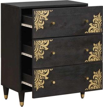 vidaXL Aparador Negro 60 X 33 X 75 Cm Madera De Mango Maciza Vidaxl