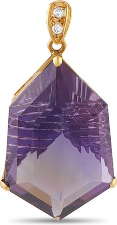 Luxury Bazaar 18K Yellow Gold 0.07ct Diamond and Amethyst Pendant MF32-101525
