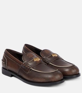 Miu Miu Leather Slip-On Shoes − Sale: up to −50% | Stylight