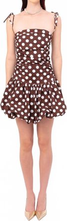 Amylynn Puffball Mini Dress In Brown Polka Dot