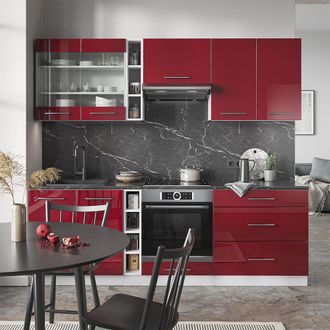Vicco Mueble De Cocina Fame-line, Burdeos Brillo Intenso/blanco, 235 Cm, Et Antracita