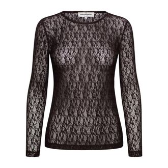 &Co Woman Lange Mouwen Top van Kant - Dames - Longsleeves - Bruin - L - Polyester - Tops