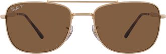 Ray-Ban Polarized Brown Rectangular Unisex Sunglasses RB3755 001/57 59