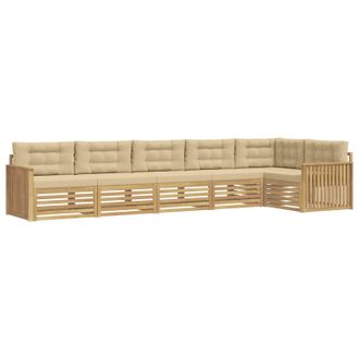 vidaXL Conjunto De Sof&aacute;s De Exterior 6 Uds. Y Beige Poli&eacute;ster Vidaxl