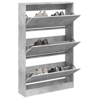 vidaXL Vidaxl - Zapatero De Madera De Ingenier&iacute;a Gris Hormig&oacute;n 80x21x125,5 Cm