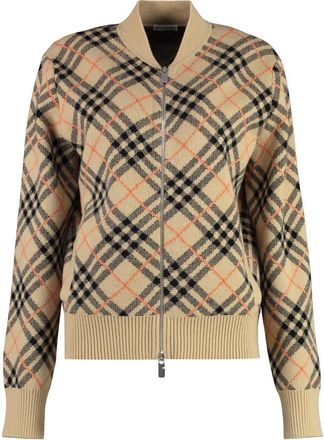 Burberry Beige Checks Mock Collar Sweater