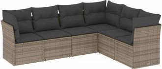 vidaXL Set De Muebles De Jard&iacute;n 6 Pzas Y Cojines Rat&aacute;n Sint&eacute;tico Gris Vidaxl