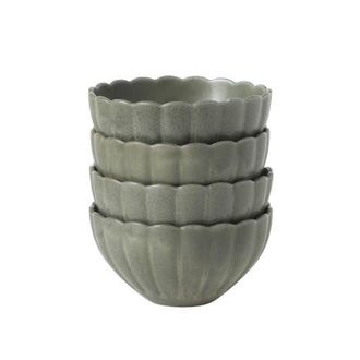 Gibson Home Bistro Fleur Stoneware Cereal Bowls Set in Green at Nordstrom