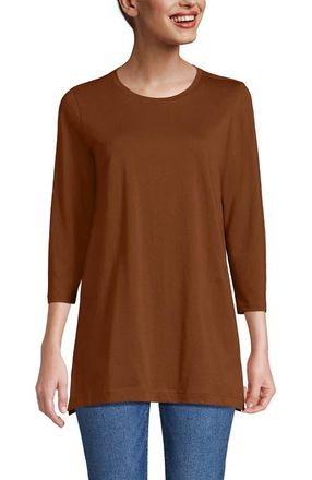 Lands End 3/4 Sleeve Cotton Supima Tunic in Rich Ginger Brown at Nordstrom, Size X-Small P
