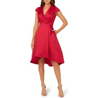 Adrianna Papell Box Pleat High-Low Mikado Dress in Haute Red at Nordstrom Rack, Size 6