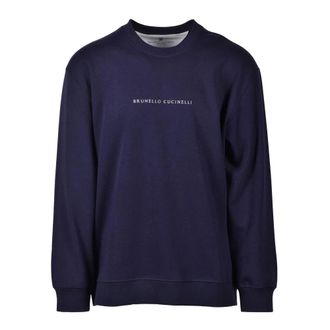 Brunello Cucinelli Brunello Cucinelli, Sweatshirts, male, Blue, Size: XL Cotton Blend Sweatshirt
