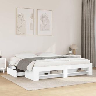 vidaXL Cama Sin Colch&oacute;n Blanca 180x200 Cm Madera De Ingenier&iacute;a Vidaxl