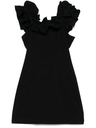 Rotate ruffle-detail mini dress - women - Recycled Polyester/Recycled Polyester/Viscose/Elastane/Elastane - 38 - Black