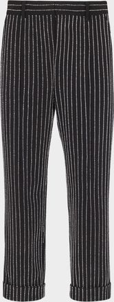 Balmain Mens Crystal Stripe Straight-Fit Pants