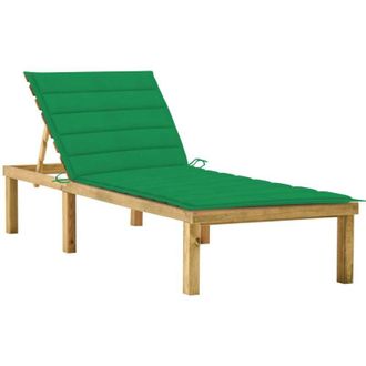 vidaXL Tumbona Con Coj&iacute;n Verde Madera De Pino Impregnada Vidaxl