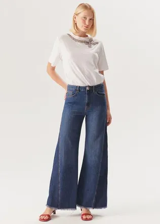 Exquise Lola Raw Wide Leg Denim Pant in Indigo at Nordstrom, Size X-Small