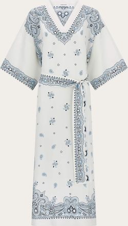 Ferragamo Women Arabesque print silk caftan Blue