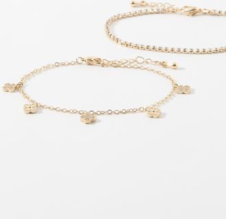 Simons Womens Crystal and clover bracelets Set of 2