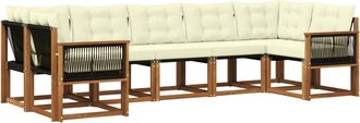 vidaXL Conjunto De Sof&aacute;s De Exterior 7 Uds. Natural Y Crema Vidaxl