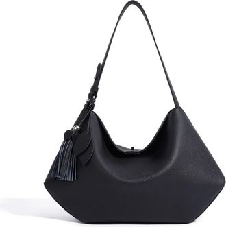 Generic Compatible For Grain Leather Spacious Tote Bag Underarm Single Shoulder Crossbody Women Shopping Hobo Handbag(Black)