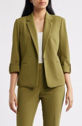 Anne Klein Roll-Tab Sleeve Jacket in Bay Leaf at Nordstrom, Size X-Large P