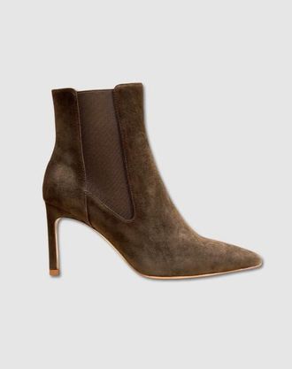 Mi-Mai Dora Suede Pointy Ankle Boot in Khaki at Nordstrom, Size 10
