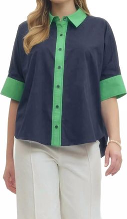 Entro Solid Short Sleeve Top In Navy