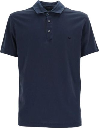 Fay Polo Jersey Frosted Embroidery - Heren - Polos - Blauw - S - Katoen - Tops
