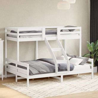 vidaXL Vidaxl - Litera De Madera Maciza De Pino Blanco 80x200/140x200 Cm