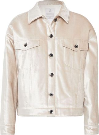 Brunello Cucinelli padded pearlescent-finish jacket - women - Cotton/Viscose - 40 - Neutrals