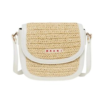 Marni Raffia Effect Smile Bag - Dames - Tassen - Beige - Maat: ONE Size Leer