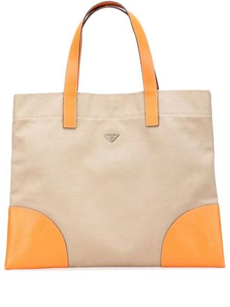 Prada 2000-2013 Cinghiale Trimmed Canapa tote bag - women - Canvas - One Size - Brown
