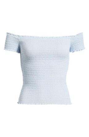 BP. Off the Shoulder Smocked Top in Blue Bird at Nordstrom, Size Xx-Small