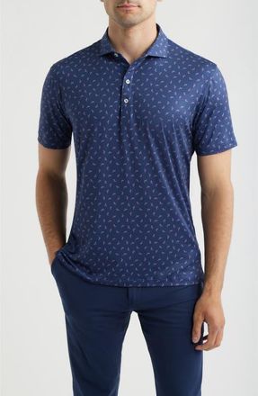 Johnnie-O Neon Mingo Featherweight Performance Polo in Navy at Nordstrom, Size Xx-Large