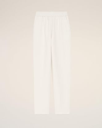 Ami White Blended Linen Elasticated Waist Trousers White - XXS - for Women
