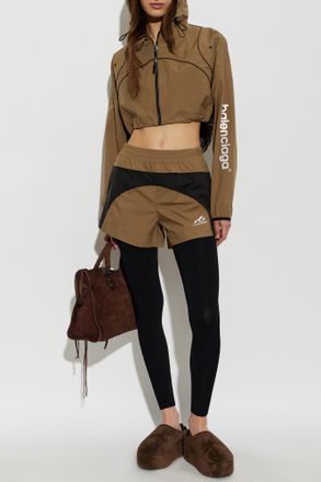 Balenciaga Short Hooded Jacket, Womens, Brown