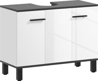 OEM Mueble Bajo Lavabo Con 2 Puertas Y Estantes Ajustables Para Lavabo Con O Sin Pedestal 80x34x60 Cm Blanco
