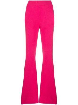 Alberta Ferretti flared-leg high-waisted trousers - women - Cashmere/Virgin Wool - 42 - Pink