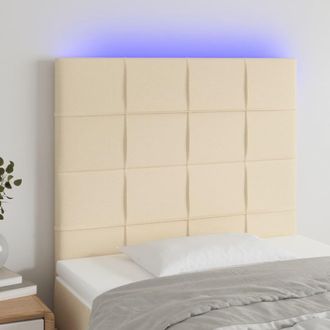 vidaXL Cabecero Con Luces Led Tela Crema 80x5x118/128 Cm Vidaxl