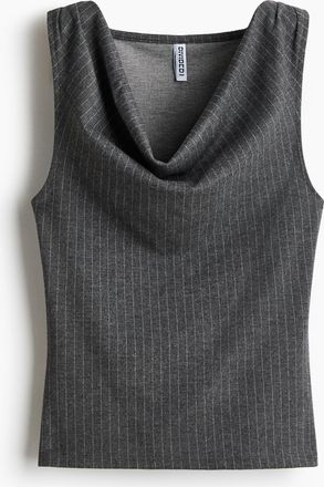 H&M Jerseytop mit Wasserfallausschnitt - Grau