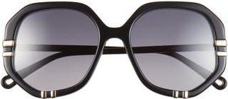 Chlo&eacute; Round Sunglasses in Black Black Grey at Nordstrom Rack