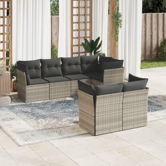 vidaXL Vidaxl - Set Divani Da Giardino 7pz Con Cuscini Grigio Chiaro Polyrattan